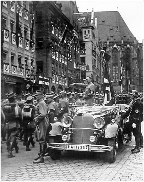 Parade of SA troops past Hitler - Nuremberg, November 1935